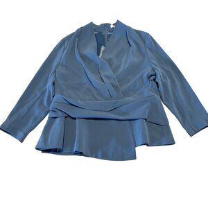 THE FOLD Belleville Blue Clever Crepe Stretch Mid Sleeve Top Women's 12